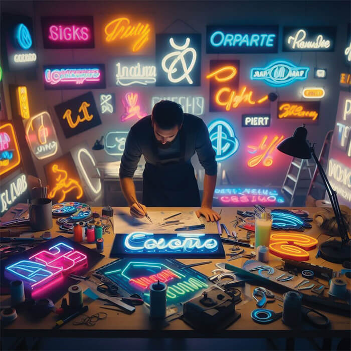 Taller cartel de neon